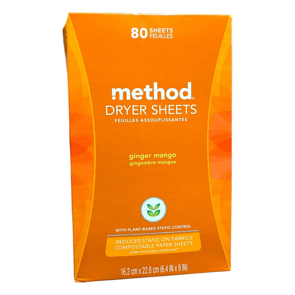 Method Dryer Sheets Ginger Mango Scent 80 Count Plant-Based Static Control - Picture 6 of 6